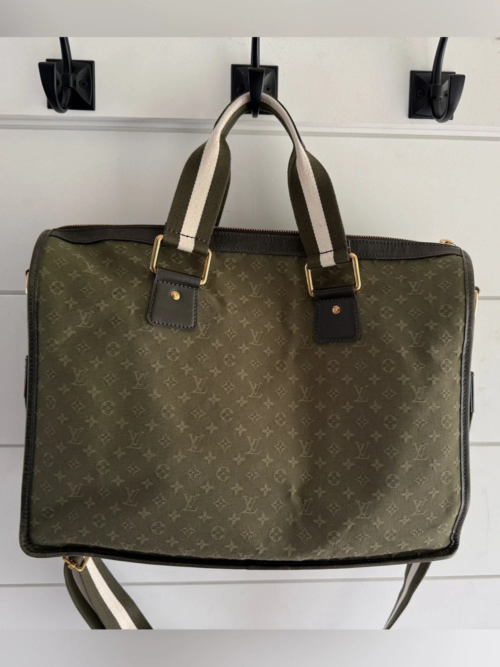 Louis Vuitton Olive Green Monogram Canvas Mini Lin Mary Kate Briefcase